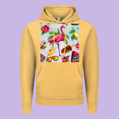 Sweet Summer Flamingo Seamless Pattern Vintage Hoodie Designed By Bundleandbundleshop