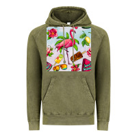 Vintage Olive sweet summer flamingo seamless pattern Vintage Hoodie - BundleAndBundleShop
