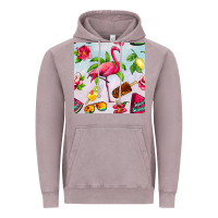 Vintage Zinc sweet summer flamingo seamless pattern Vintage Hoodie - BundleAndBundleShop
