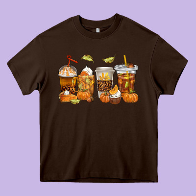 Fall Coffee Cups Heavy Core Tee Designed By Texasbilliewilder