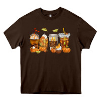 Chocolate Brown Fall Coffee Cups Heavy Core Tee - texasbilliewilder
