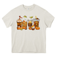 Cream Fall Coffee Cups Heavy Core Tee - texasbilliewilder