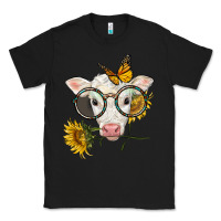 Black charolais calf with sunflowers and butterfly Classic Tee - LillyAllenDesigns