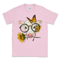 Bubblegum Pink charolais calf with sunflowers and butterfly Classic Tee - LillyAllenDesigns