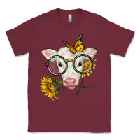 Burgundy charolais calf with sunflowers and butterfly Classic Tee - LillyAllenDesigns