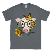 Charcoal Heather charolais calf with sunflowers and butterfly Classic Tee - LillyAllenDesigns