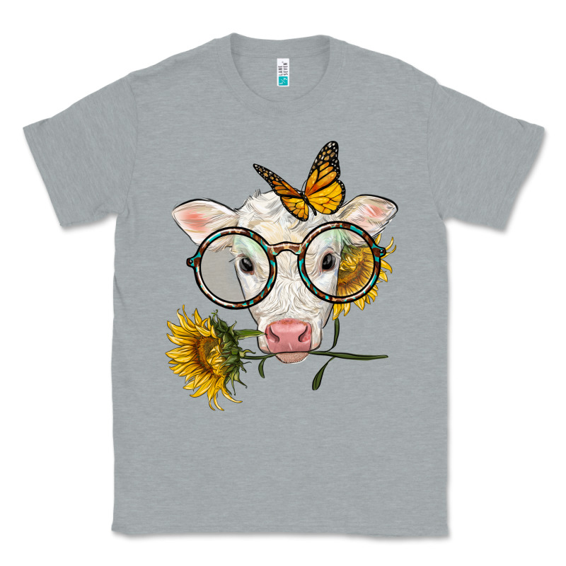 Charolais Calf With Sunflowers And Butterfly Classic Tee by LillyAllenDesigns | Teevron