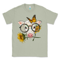 Matcha charolais calf with sunflowers and butterfly Classic Tee - LillyAllenDesigns