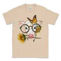 Mushroom charolais calf with sunflowers and butterfly Classic Tee - LillyAllenDesigns