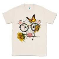 Natural charolais calf with sunflowers and butterfly Classic Tee - LillyAllenDesigns