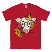Red charolais calf with sunflowers and butterfly Classic Tee - LillyAllenDesigns