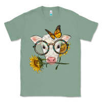 Sage charolais calf with sunflowers and butterfly Classic Tee - LillyAllenDesigns