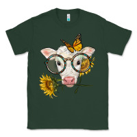 Sports Green charolais calf with sunflowers and butterfly Classic Tee - LillyAllenDesigns