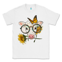 White charolais calf with sunflowers and butterfly Classic Tee - LillyAllenDesigns