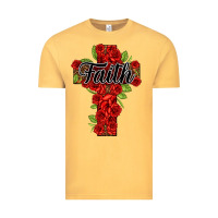 Vintage Mustard faith floral cross Vintage Tee - NancyCooperArtShop