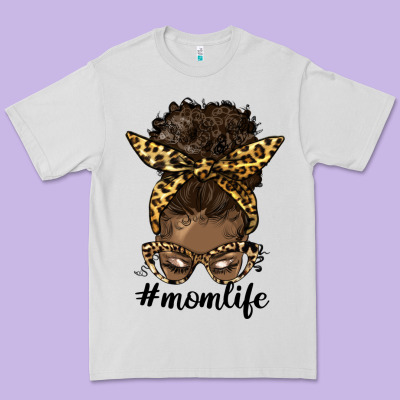 Afro Messy Bun Mom Life Premium Tee Designed By Hra Design Shop