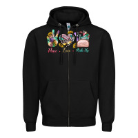 Black Peace Love Make Up Zipper Hoodie - BundleAndBundleShop