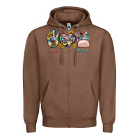 Chestnut Peace Love Make Up Zipper Hoodie - BundleAndBundleShop