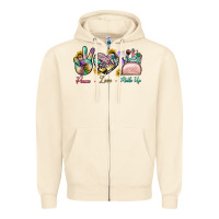 Sandshell Peace Love Make Up Zipper Hoodie - BundleAndBundleShop