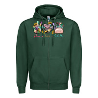 Sports Green Peace Love Make Up Zipper Hoodie - BundleAndBundleShop