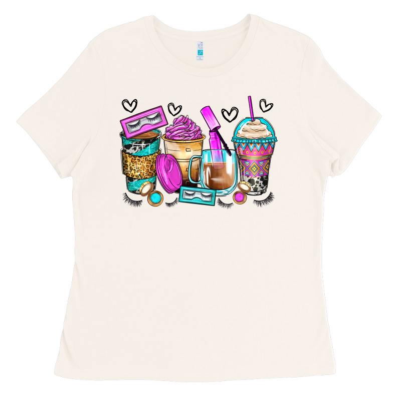 Eyelash Coffee Cups Ladies Tee by Zillion Design Studio | Teevron