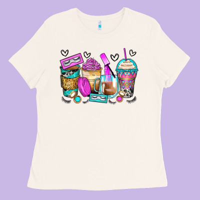 Eyelash Coffee Cups Ladies Tee Designed By Zillion Design Studio