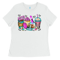 White eyelash coffee cups Ladies Tee - Zillion Design Studio