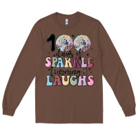 Chestnut 100 days of sparkle learning and laugh faux sequin Long Sleeve Tee - MaliasSmallBusiness
