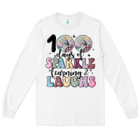 White 100 days of sparkle learning and laugh faux sequin Long Sleeve Tee - MaliasSmallBusiness