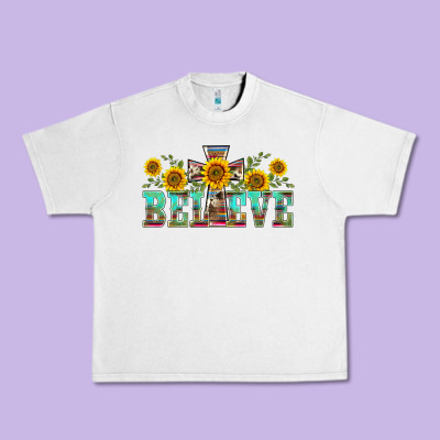 Western Believe Sunflowers Flowers Urban Heavy Tee Designed By Barkaloodesign