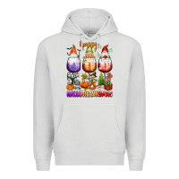 Dove Grey Happy Hallothanksmas wine glasses and gnomes Premium Hoodie - texasbilliewilder