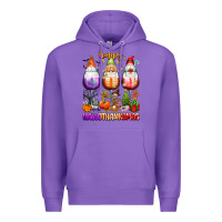 Purple Happy Hallothanksmas wine glasses and gnomes Premium Hoodie - texasbilliewilder