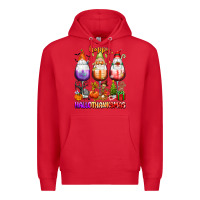 Red Happy Hallothanksmas wine glasses and gnomes Premium Hoodie - texasbilliewilder