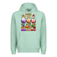 Seafoam Happy Hallothanksmas wine glasses and gnomes Premium Hoodie - texasbilliewilder