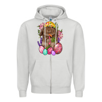 Dove Grey Rabbit And Carrot Easter Zipper Hoodie - BundleAndBundleShop