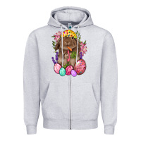 Heather Grey Rabbit And Carrot Easter Zipper Hoodie - BundleAndBundleShop