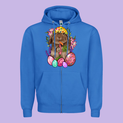 Rabbit And Carrot Easter Zipper Hoodie Designed By Bundleandbundleshop