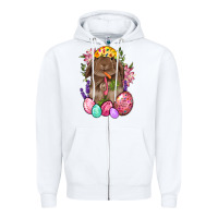 White Rabbit And Carrot Easter Zipper Hoodie - BundleAndBundleShop