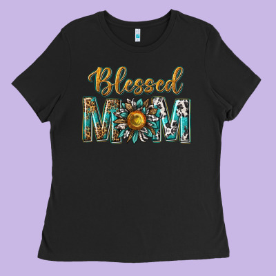 Western Blessed Mom With Sunflower Ladies Tee Designed By Texasbilliewilder