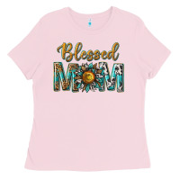 Bubblegum Pink western blessed mom with sunflower Ladies Tee - texasbilliewilder