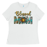 White western blessed mom with sunflower Ladies Tee - texasbilliewilder