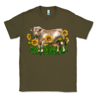 Army Green charolais bull with sunflowers Classic Tee - LillyAllenDesigns