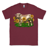Burgundy charolais bull with sunflowers Classic Tee - LillyAllenDesigns