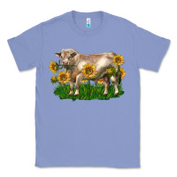 Colony Blue charolais bull with sunflowers Classic Tee - LillyAllenDesigns