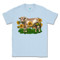 Dusty Blue charolais bull with sunflowers Classic Tee - LillyAllenDesigns