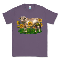 Lavender charolais bull with sunflowers Classic Tee - LillyAllenDesigns