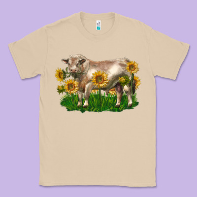 Charolais Bull With Sunflowers Classic Tee Designed By Lillyallendesigns