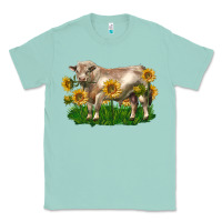 Seafoam charolais bull with sunflowers Classic Tee - LillyAllenDesigns