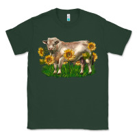 Sports Green charolais bull with sunflowers Classic Tee - LillyAllenDesigns