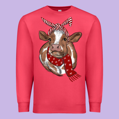Christmas Scarf Heifer Premium Sweatshirt Designed By Ranaportraitstore